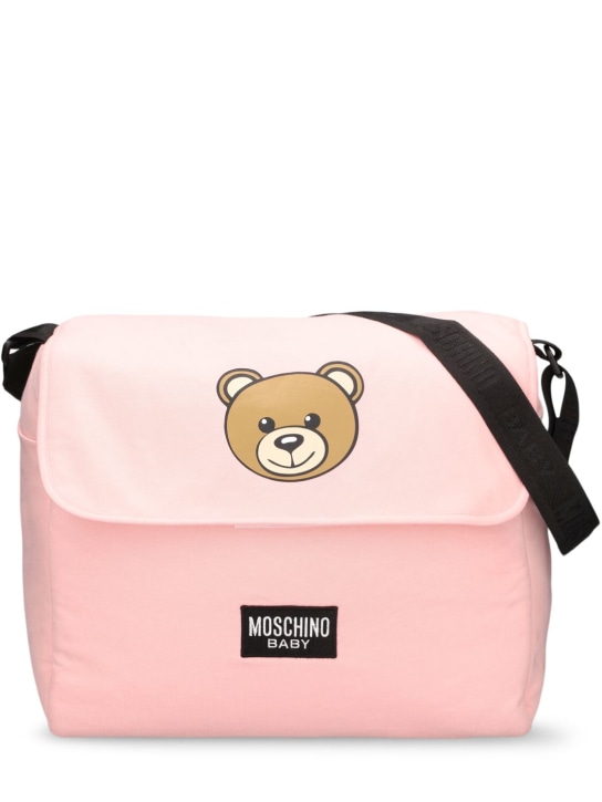 Moschino: Cotton changing bag & mat - Pink - kids-girls_1 | Luisa Via Roma