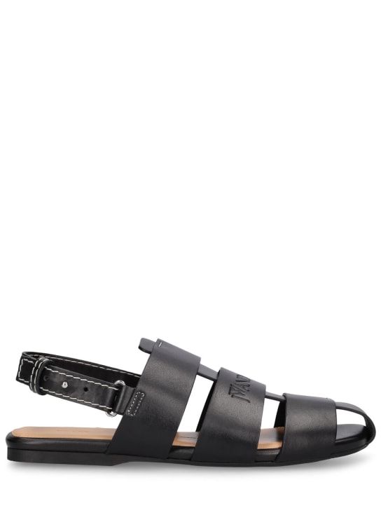 JW Anderson: 10mm Leather fisherman flat sandals - Black - women_0 | Luisa Via Roma