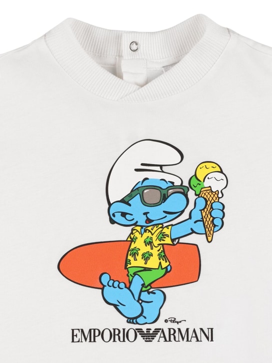 Emporio Armani: T-shirt Smurfs in jersey di cotone - Bianco - kids-boys_1 | Luisa Via Roma