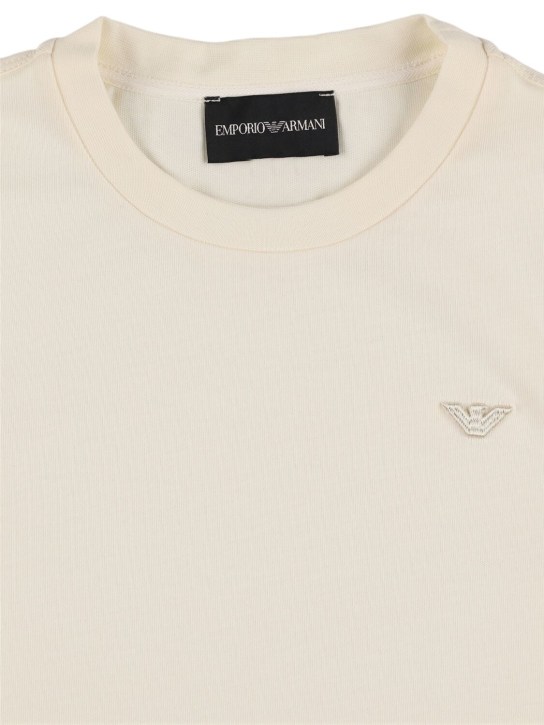Emporio Armani: T-shirt en jersey de coton - Off-White - kids-boys_1 | Luisa Via Roma