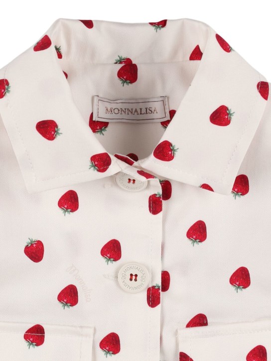 Monnalisa: Printed cotton gabardine jacket - White/Red - kids-girls_1 | Luisa Via Roma