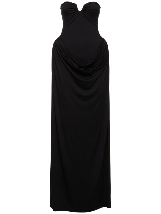 Magda Butrym: Jersey draped bustier long dress - 블랙 - women_0 | Luisa Via Roma