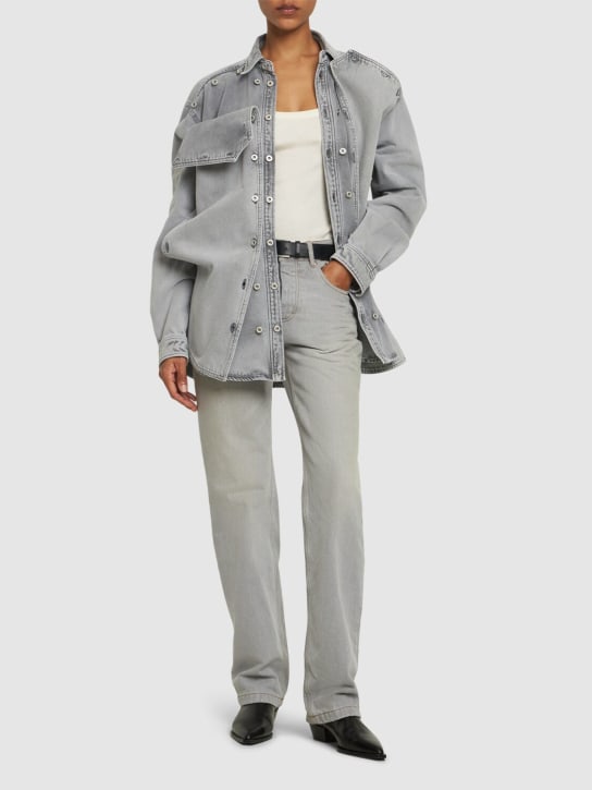 Y/PROJECT: Denim buttons shirt jacket - Light Grey - women_1 | Luisa Via Roma