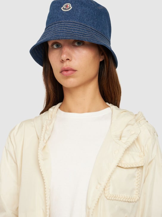 Moncler: Denim bucket hat - Midnight Blue - women_1 | Luisa Via Roma