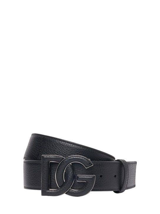 Dolce&Gabbana: Cintura in pelle con fibbia 40mm - Nero - men_0 | Luisa Via Roma