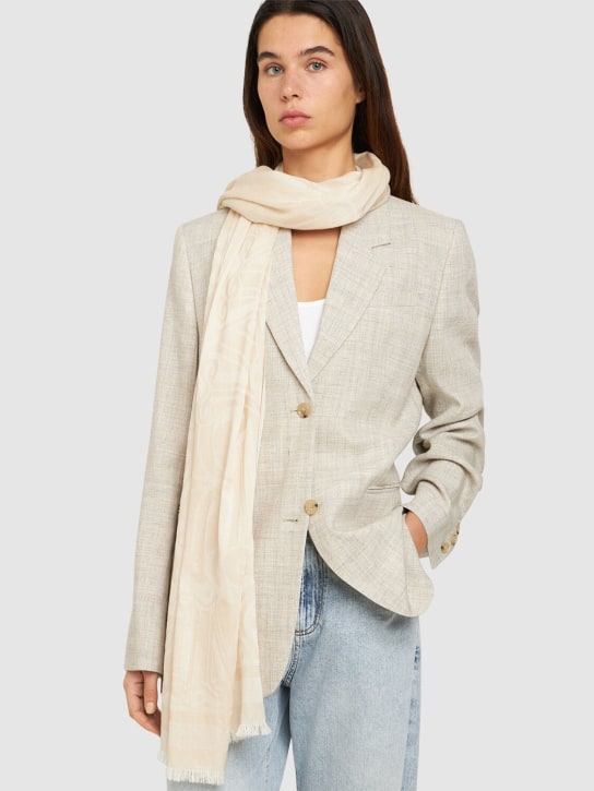 Max Mara: Messina jacquard wool & silk scarf - Cacha Chiaro - women_1 | Luisa Via Roma
