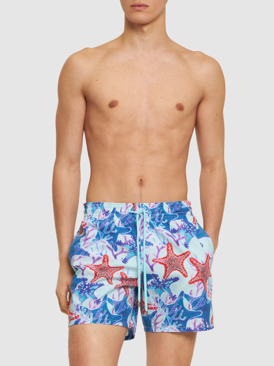 VILEBREQUIN: Moorea print nylon twill swim shorts - Turquoise - men_1 | Luisa Via Roma