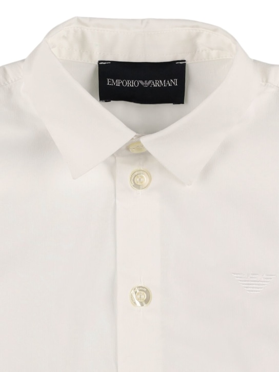 Emporio Armani: Cotton blend poplin shirt - White - kids-boys_1 | Luisa Via Roma