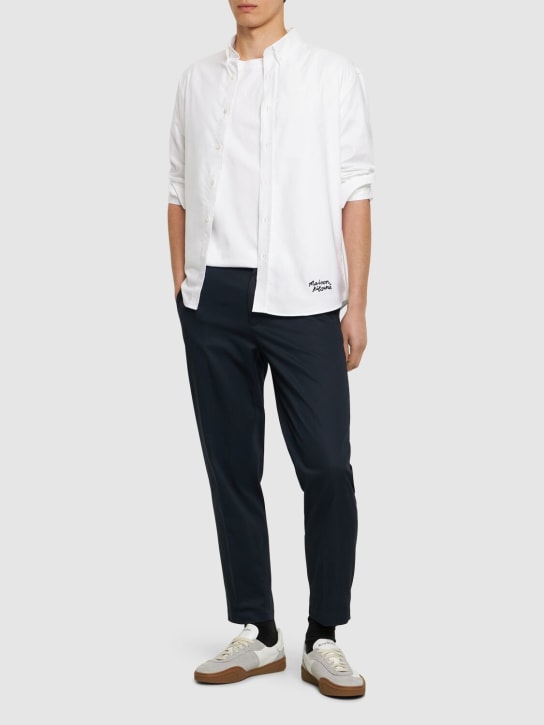 Maison Kitsuné: Straight cotton chino pants - Navy - men_1 | Luisa Via Roma