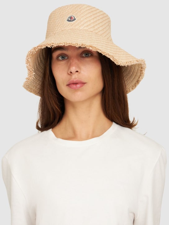 Moncler: Sombrero de rafia - Blanco - women_1 | Luisa Via Roma