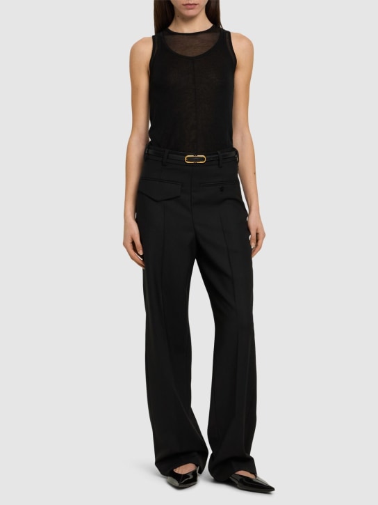 Victoria Beckham: Reverse front wool blend pants - Black - women_1 | Luisa Via Roma