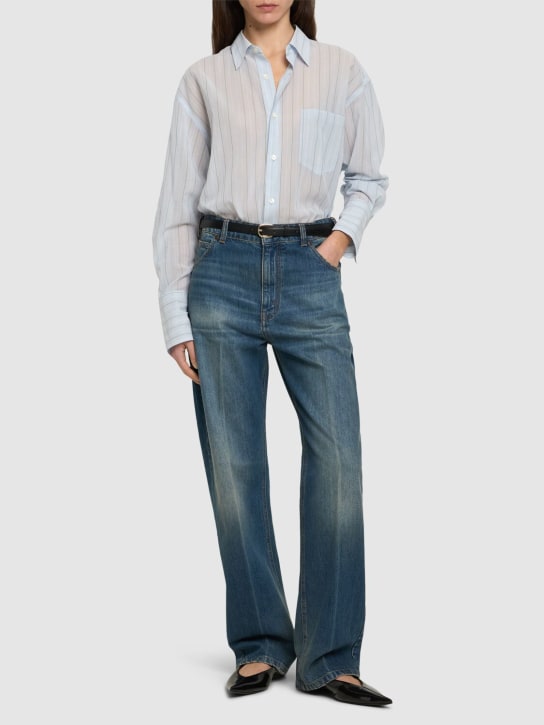 Victoria Beckham: Jeans rectos lavados - Gris - women_1 | Luisa Via Roma
