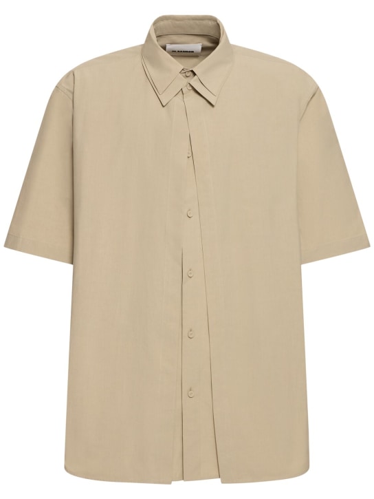 Jil Sander: Boxy fit short sleeve cotton shirt - Powder Green - men_0 | Luisa Via Roma