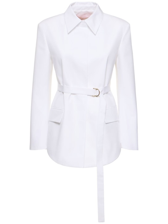 Valentino: Poplin shirt jacket w/ belt - White - women_0 | Luisa Via Roma