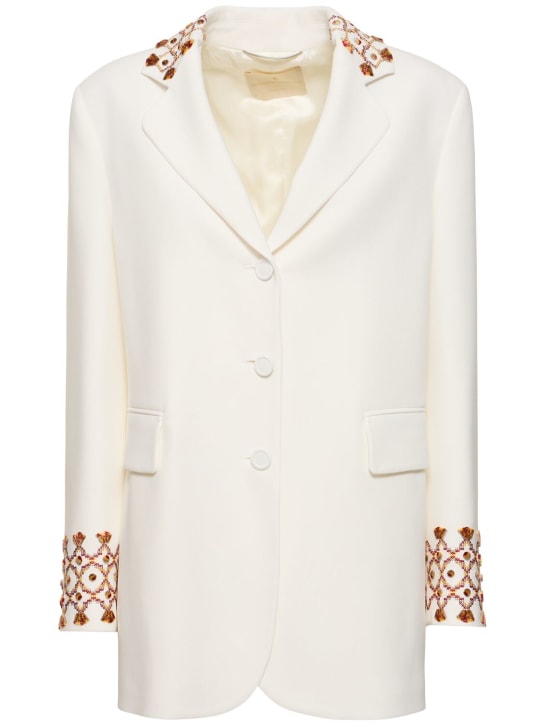 Ermanno Scervino: Embroidered double breasted jacket - White - women_0 | Luisa Via Roma