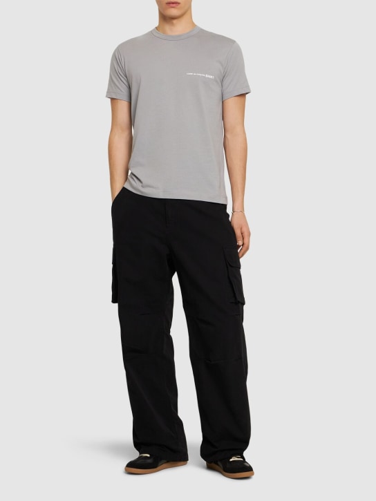 Comme des Garçons Shirt: Logo cotton t-shirt - Grey - men_1 | Luisa Via Roma