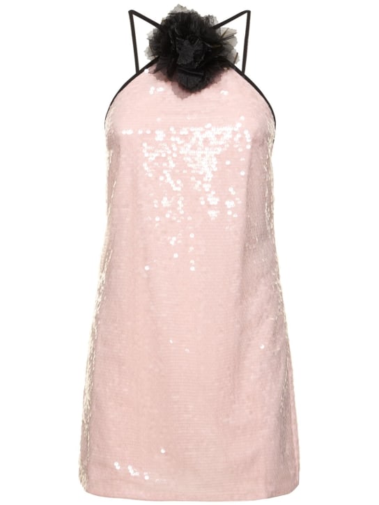Self-portrait: Sequined halter neck mini dress - Light Pink - women_0 | Luisa Via Roma