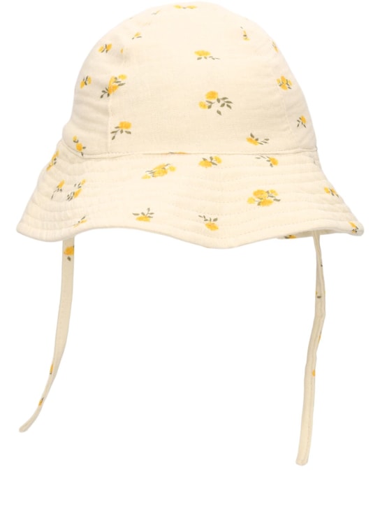 Konges Sløjd: Organic cotton muslin sun hat - Yellow - kids-girls_0 | Luisa Via Roma