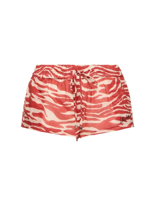 The Attico: Printed mousseline low waist shorts - Rosso/Bianco - women_0 | Luisa Via Roma