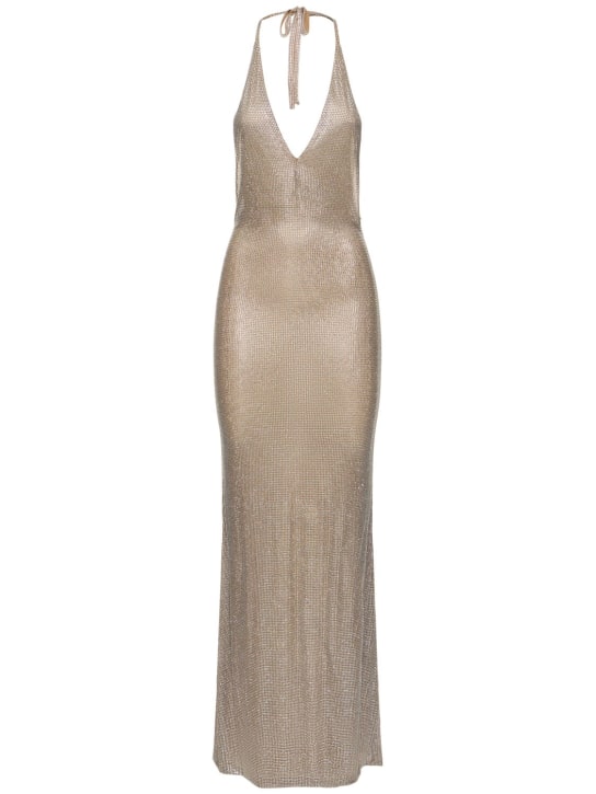 Giuseppe Di Morabito: Embellished halter neck long dress - Silver - women_0 | Luisa Via Roma