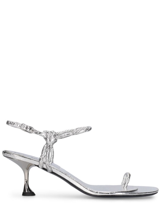 Proenza Schouler: 65mm Metallic leather toe ring sandals - Silver - women_0 | Luisa Via Roma