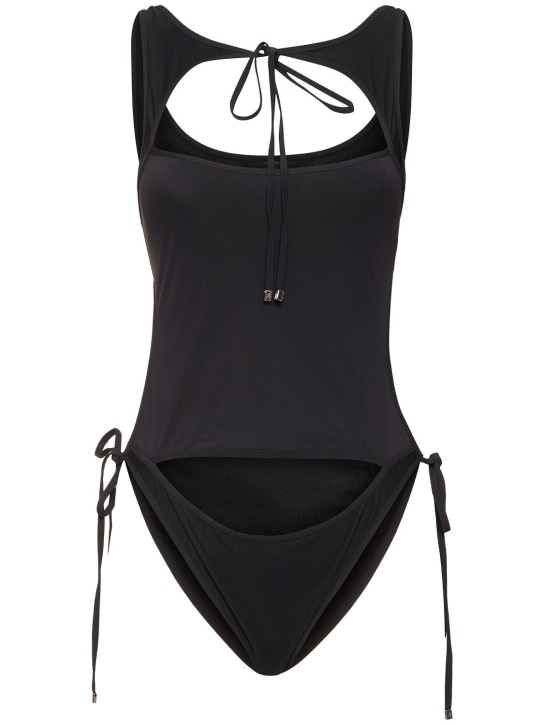 The Attico: Jersey cutout one piece swimsuit - Black - women_0 | Luisa Via Roma
