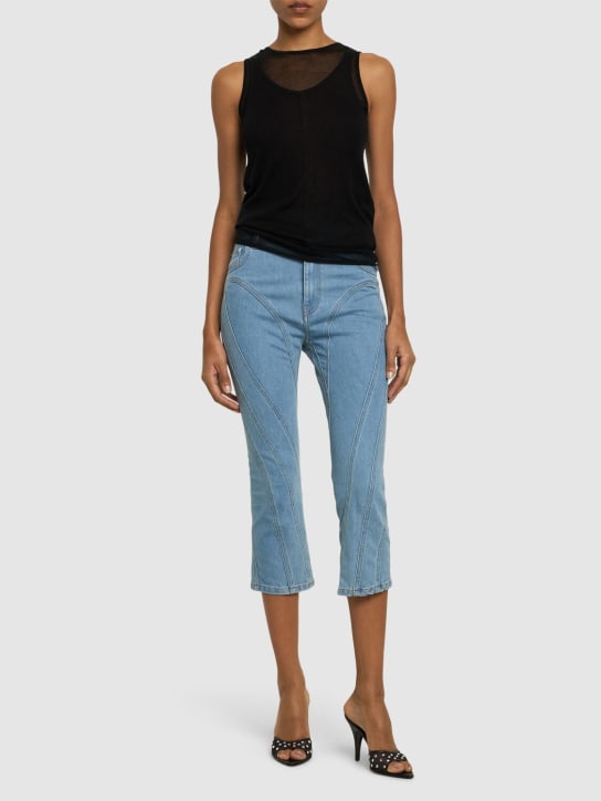 MUGLER: Kürzere Jeans aus Stretch-Denim - Hellblau - women_1 | Luisa Via Roma