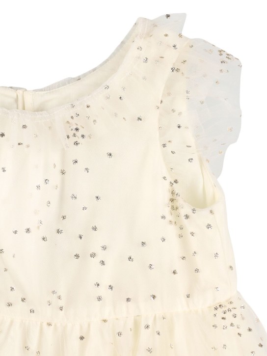 Bonpoint: Glittered stretch tulle & satin dress - White - kids-girls_1 | Luisa Via Roma