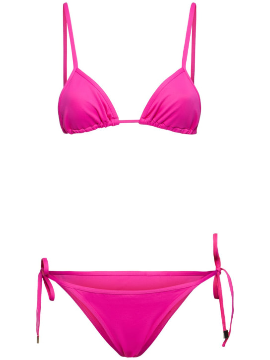 The Attico: Lycra triangle bikini set - Fuchsia - women_0 | Luisa Via Roma