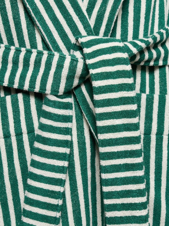 Tekla: Teal green striped bathrobe - Green - women_1 | Luisa Via Roma