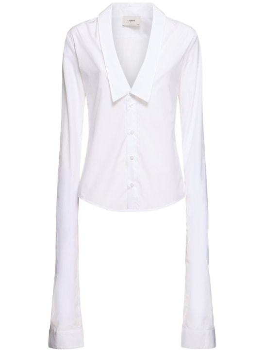 Coperni: Open collar cotton shirt - White - women_0 | Luisa Via Roma