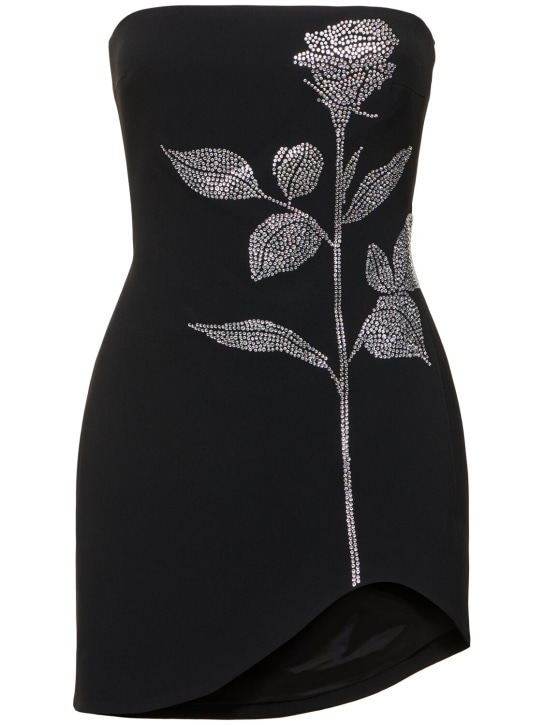 David Koma: Embellished rose strapless mini dress - Black/Silver - women_0 | Luisa Via Roma