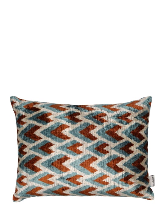 Les Ottomans: Silk & cotton velvet cushion - Blu - ecraft_0 | Luisa Via Roma