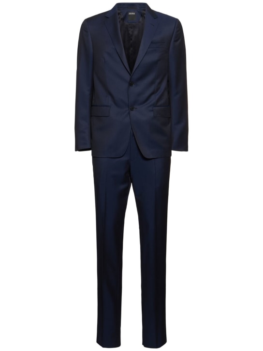 Zegna: Wool & mohair tailored suit - Dark Blue - men_0 | Luisa Via Roma