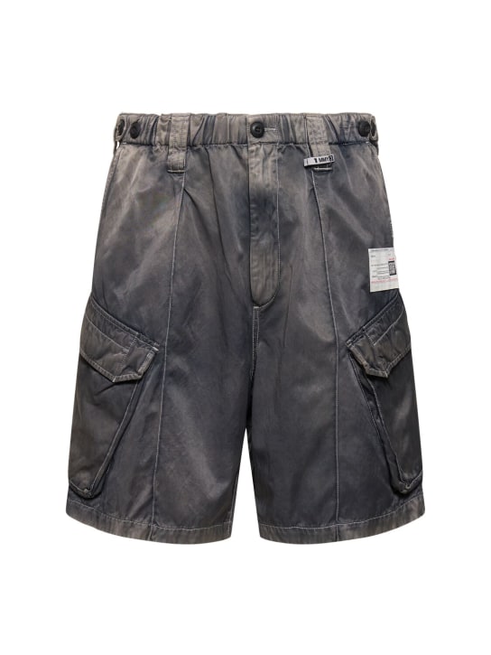 Mihara Yasuhiro: Faded twill cargo shorts - Black - men_0 | Luisa Via Roma