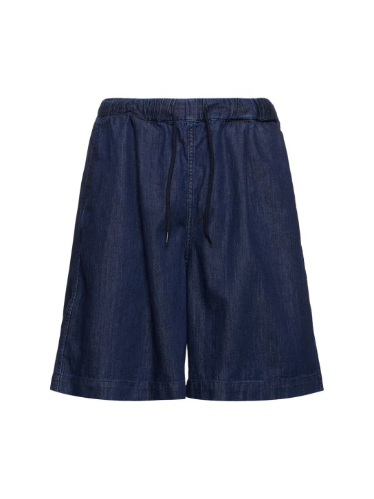 The Frankie Shop: Cotton denim jogging shorts - Navy - men_0 | Luisa Via Roma