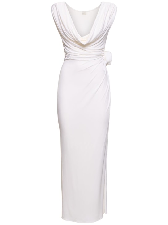 Magda Butrym: Jersey long dress w/ rose - White - women_0 | Luisa Via Roma