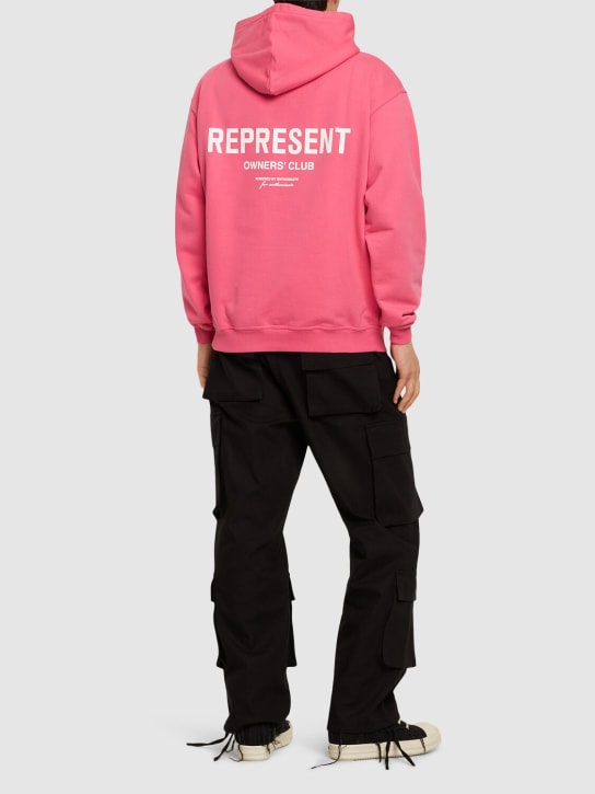Represent: Sweat-shirt en coton à capuche Owners Club - Bubblegum Pink - men_1 | Luisa Via Roma