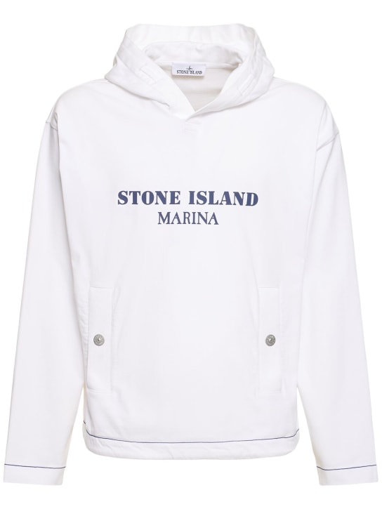 Stone Island: Felpa Marina con cappuccio - Bianco - men_0 | Luisa Via Roma