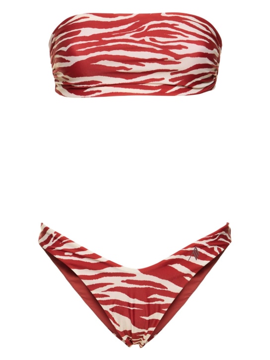 The Attico: Set bikini in lycra a coste - Rosso/Bianco - women_0 | Luisa Via Roma
