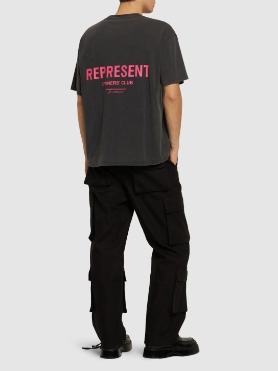 Represent: T-shirt Owners Club in cotone con logo - Vintage Grey/Pink - men_1 | Luisa Via Roma