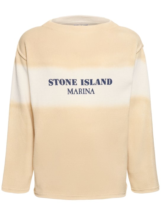 Stone Island: Sudadera de algodón - Natural Beige - men_0 | Luisa Via Roma