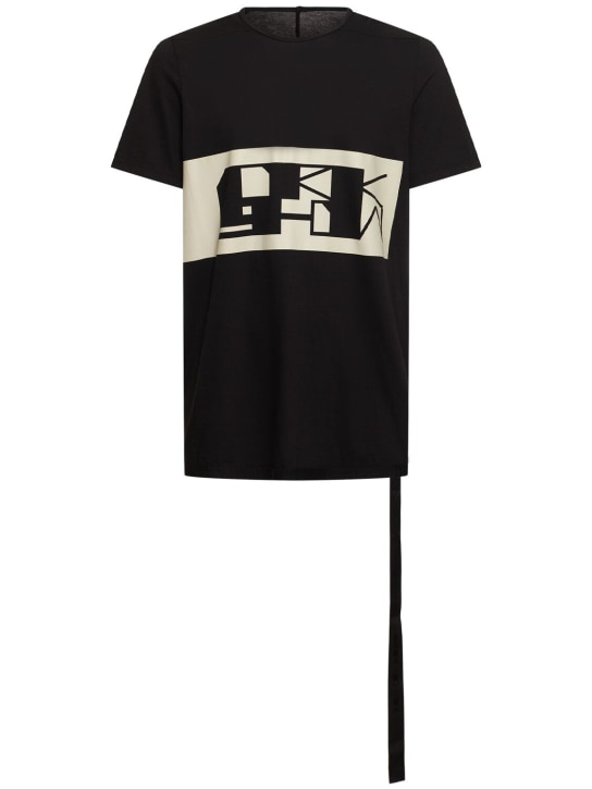Rick Owens DRKSHDW: Level T printed cotton t-shirt - Black/Pearl - men_0 | Luisa Via Roma