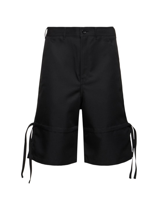 Comme des Garçons Shirt: Solid twill shorts - Black - men_0 | Luisa Via Roma