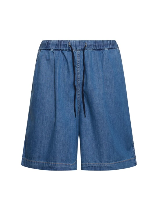 The Frankie Shop: Cotton denim jogging shorts - Blue - men_0 | Luisa Via Roma