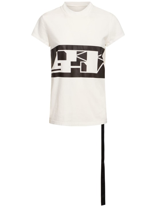 Rick Owens DRKSHDW: T-shirt in jersey con logo - Bianco/Nero - women_0 | Luisa Via Roma