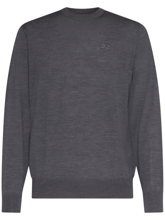 Dsquared2: Monogram wool crewneck sweater - Grey - men_0 | Luisa Via Roma