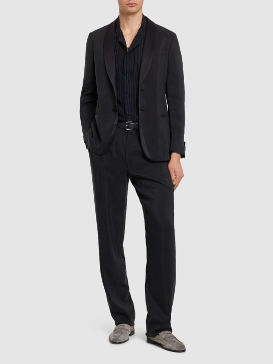Giorgio Armani: Silk blend tuxedo jacket - Night Sky - men_1 | Luisa Via Roma