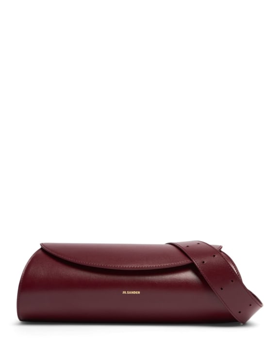 Jil Sander: Small Cannolo leather shoulder bag - Garnet Red - women_0 | Luisa Via Roma