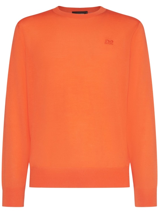 Dsquared2: Monogram wool crewneck sweater - Orange - men_0 | Luisa Via Roma